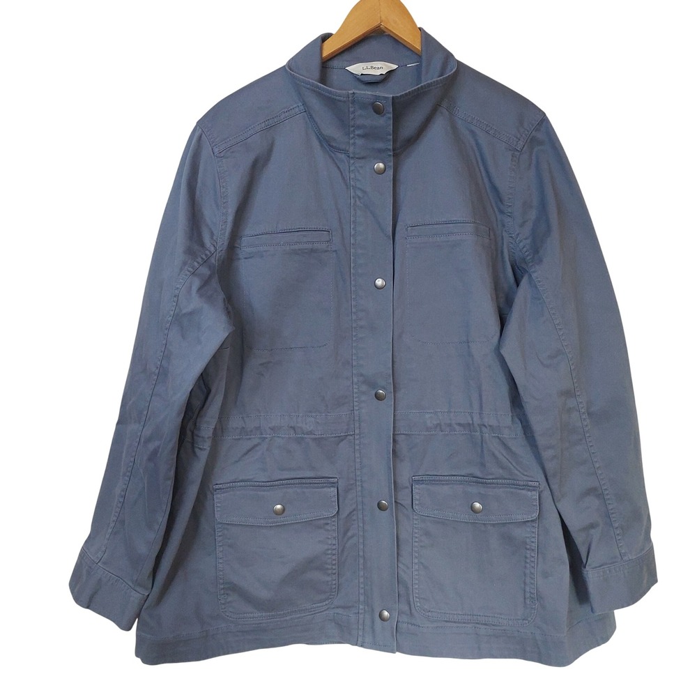 L.L Bean Women's Blue Utility Chore Field Snap Front Cotton Jacket
